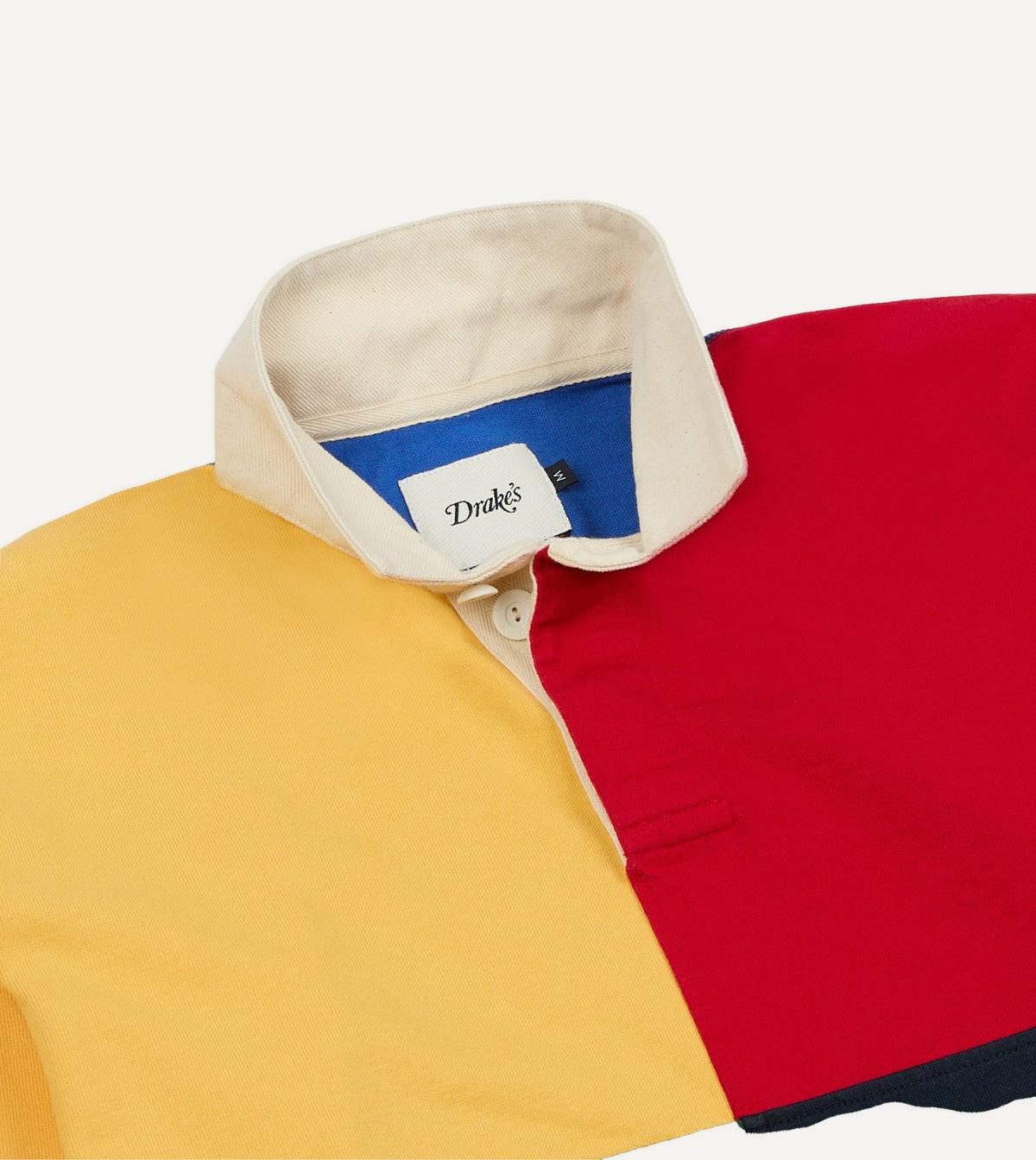 Drake's Colourblock Multi Panelled Cotton Rugby Shirt