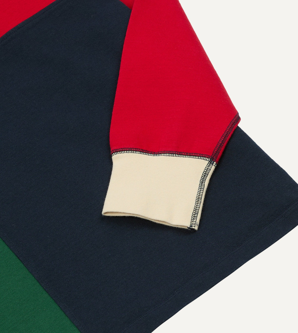 Drake's Colourblock Multi Panelled Cotton Rugby Shirt
