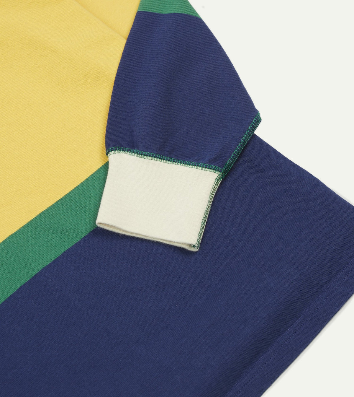 Drake's Pink, Green, Yellow and Navy Multi Stripe Cotton Rugby Shirt