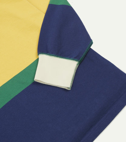 Drake's Pink, Green, Yellow and Navy Multi Stripe Cotton Rugby Shirt