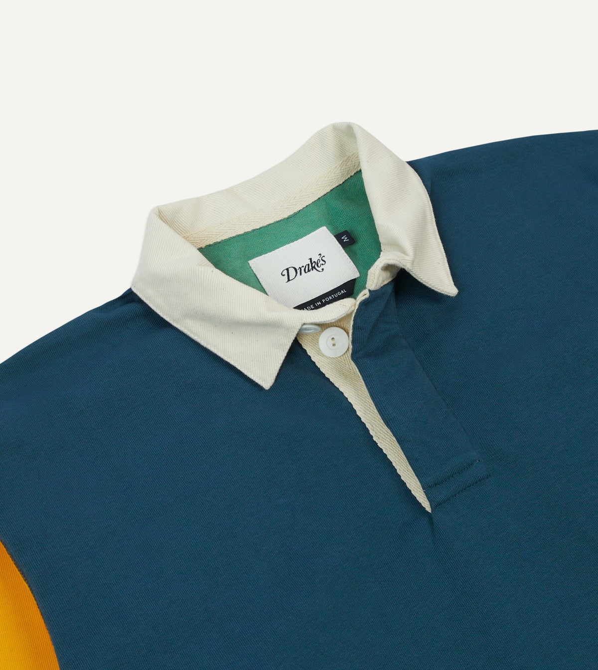 Drake's Navy, Yellow, Red and Green Colourblock Cotton Rugby Shirt