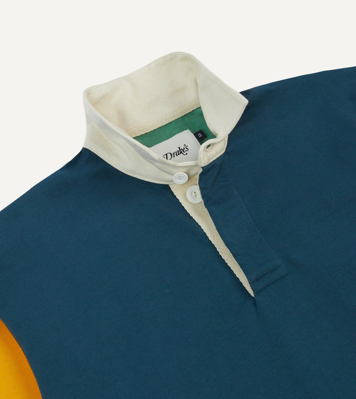 Drake's Navy, Yellow, Red and Green Colourblock Cotton Rugby Shirt