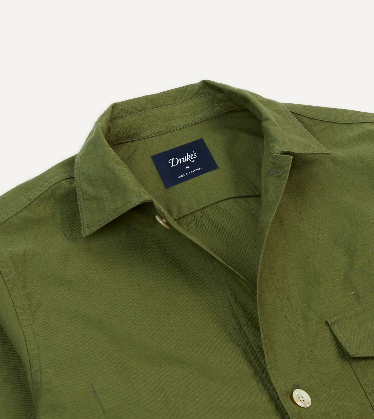 Drake's Olive Cotton Overshirt