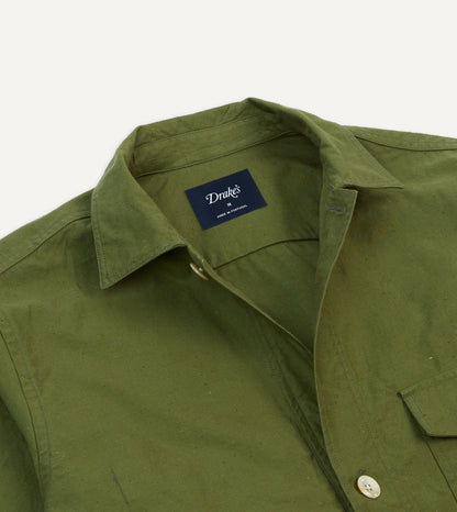 Drake's Olive Cotton Overshirt
