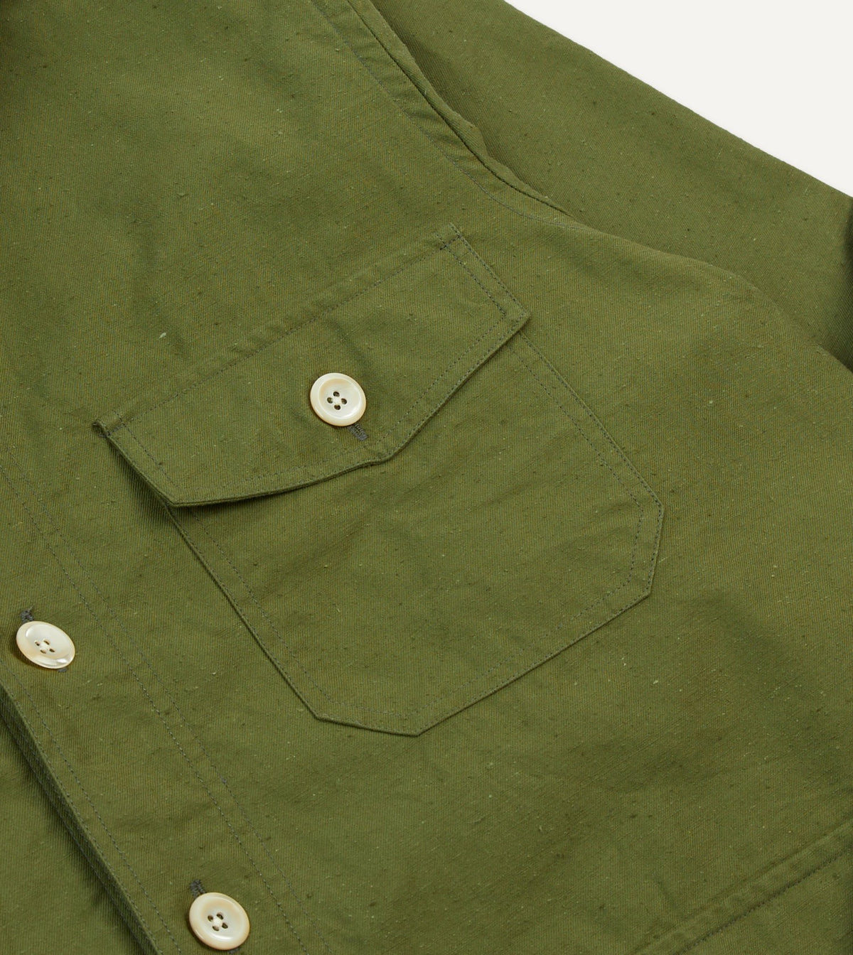 Drake's Olive Cotton Overshirt