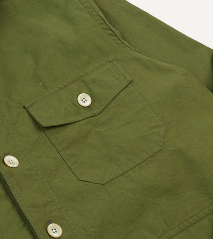Drake's Olive Cotton Overshirt