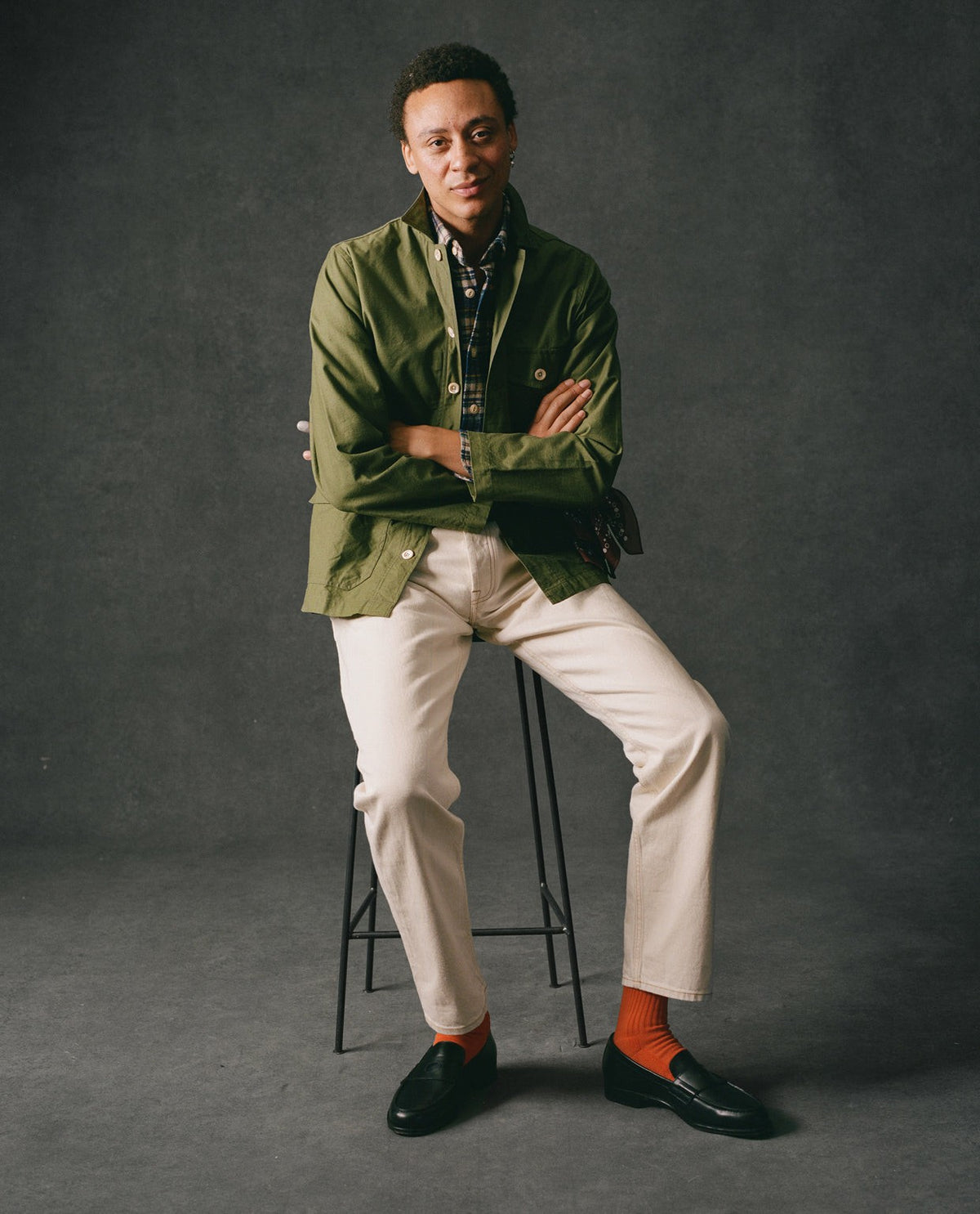 Drake's Olive Cotton Overshirt