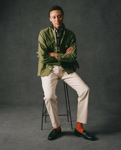 Drake's Olive Cotton Overshirt