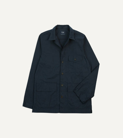 Drake's Navy Cotton Overshirt