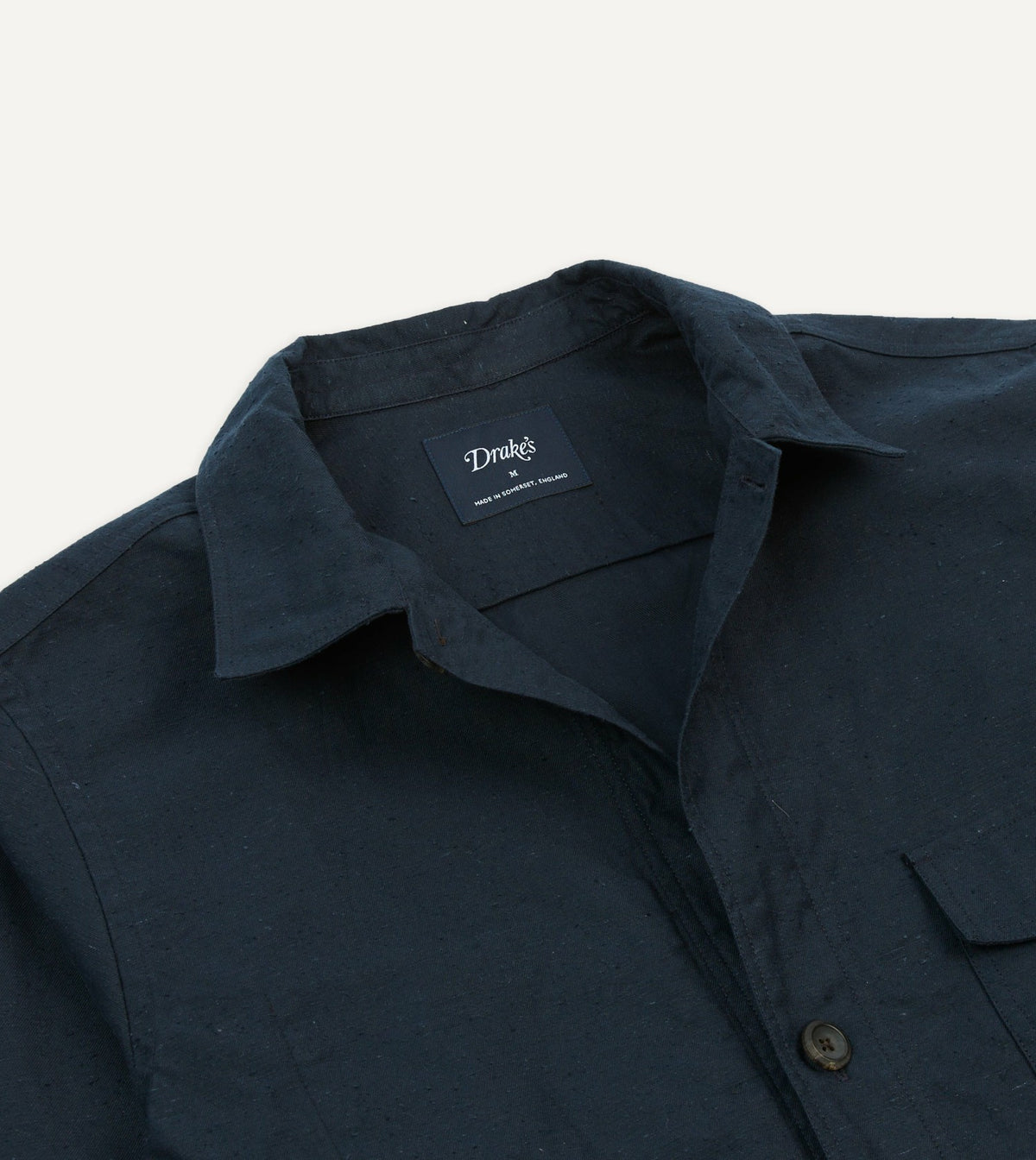 Drake's Navy Cotton Overshirt