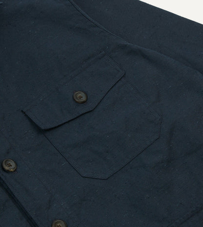 Drake's Navy Cotton Overshirt