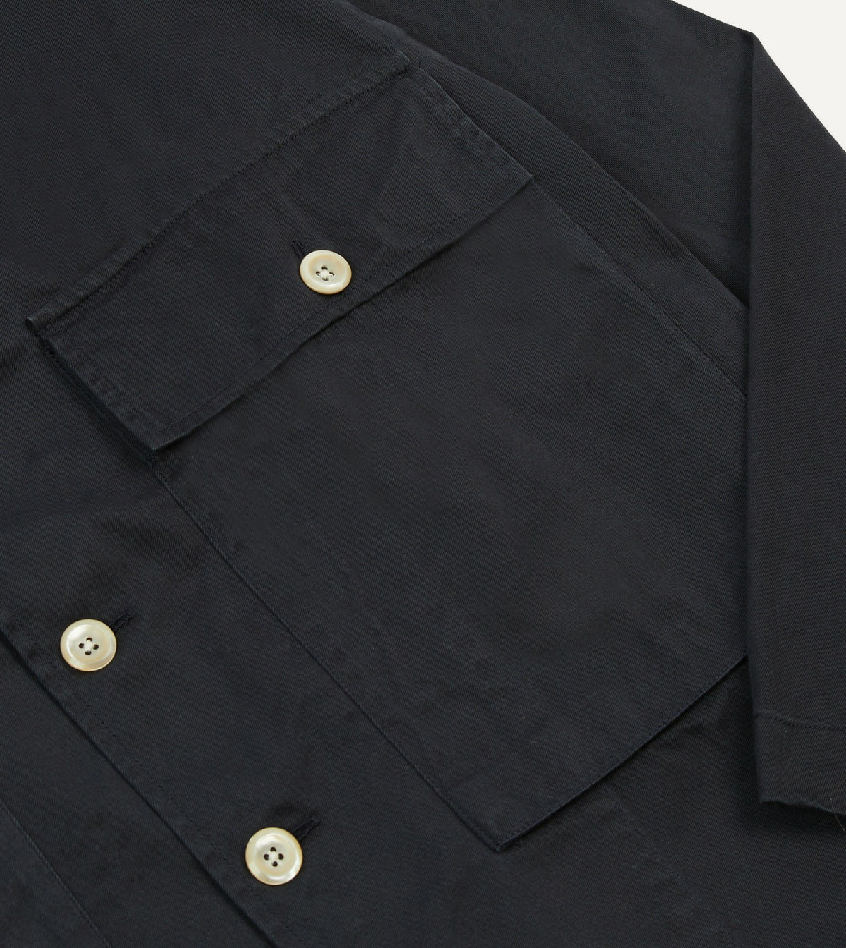 Drake's Navy Cotton Military Overshirt