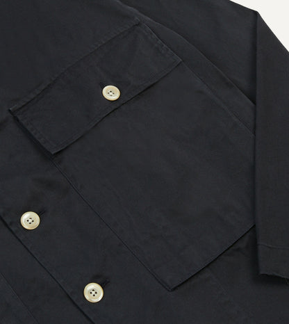 Drake's Navy Cotton Military Overshirt