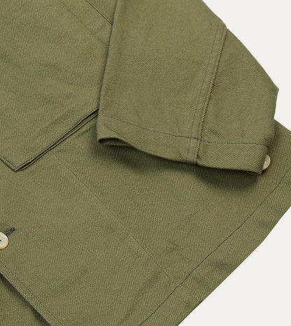 Drake's Green Cotton Twill Military Overshirt