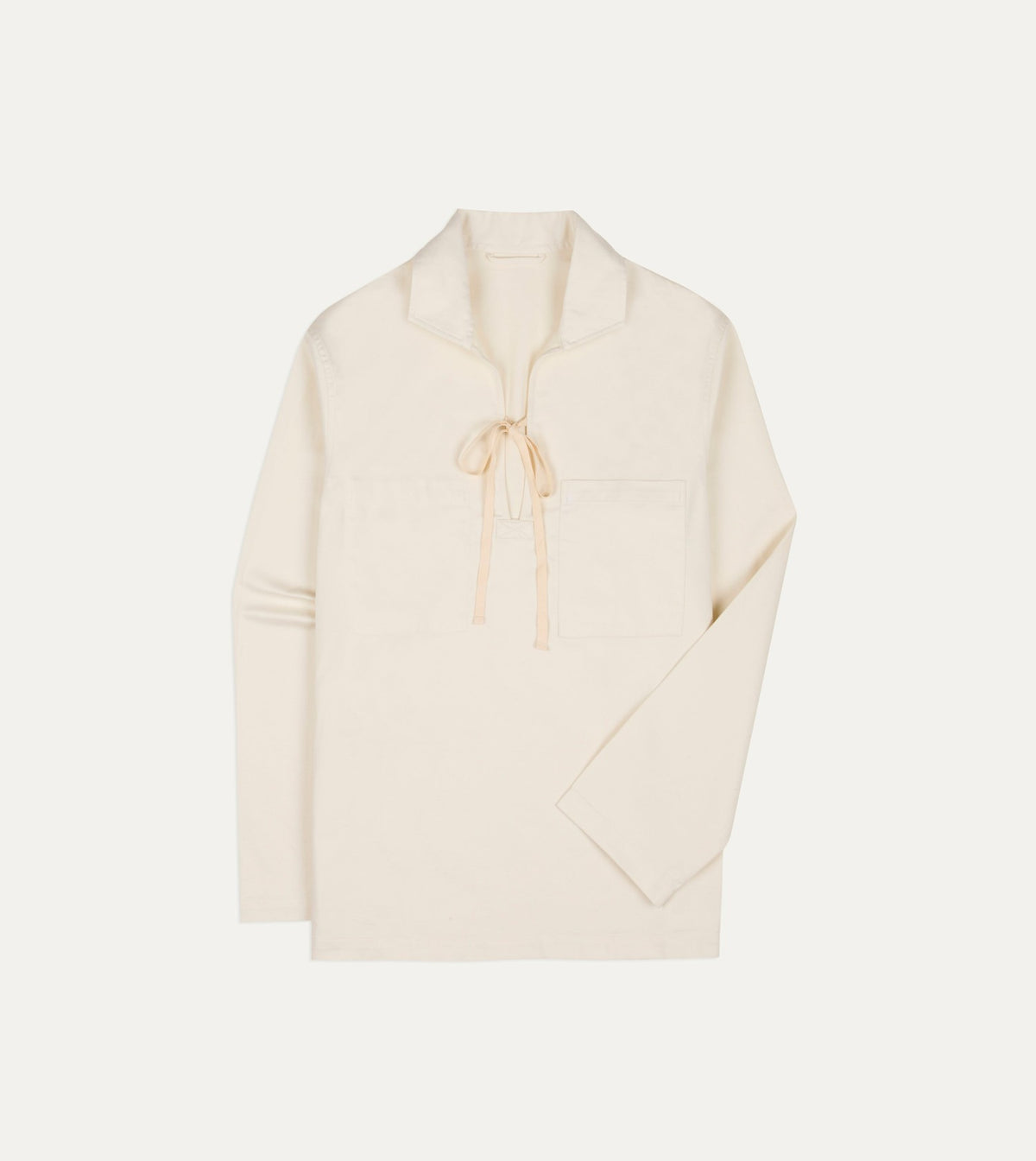 Drake's Ecru Cotton Tie Front Smock
