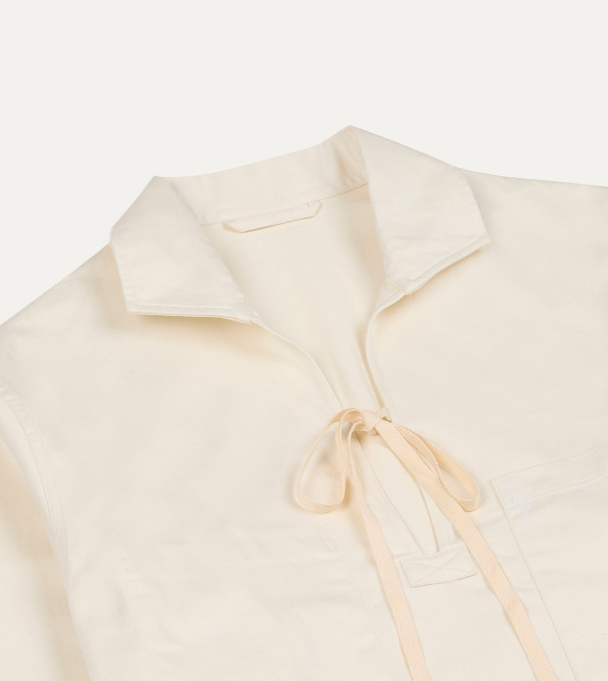 Drake's Ecru Cotton Tie Front Smock