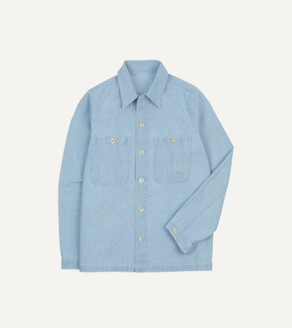 Drake's Bleach Wash Denim Field Shirt