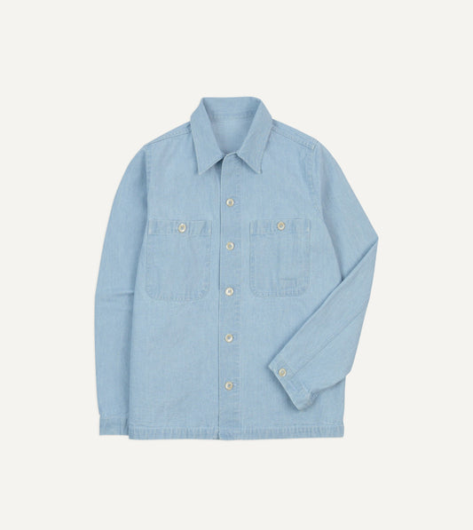 Drake's Bleach Wash Denim Field Shirt