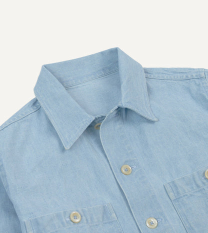 Drake's Bleach Wash Denim Field Shirt