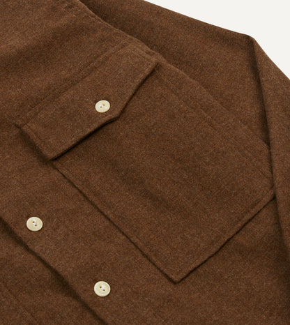Drake's Brown Wool Two-Pocket Work Shirt