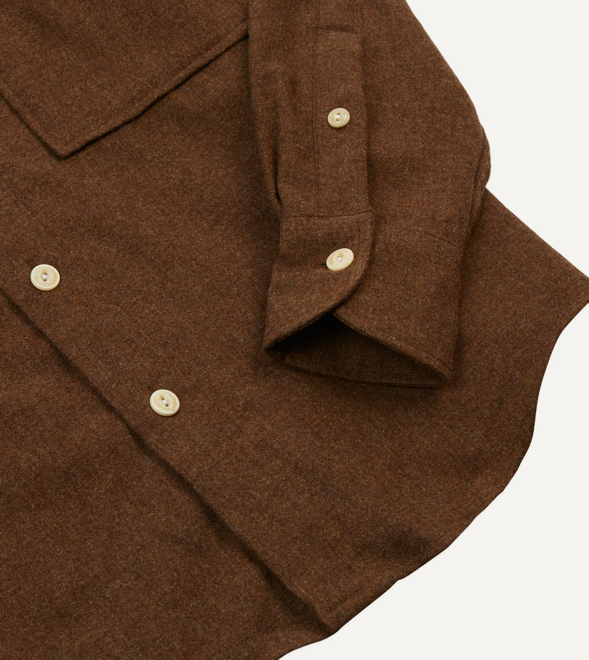 Drake's Brown Wool Two-Pocket Work Shirt