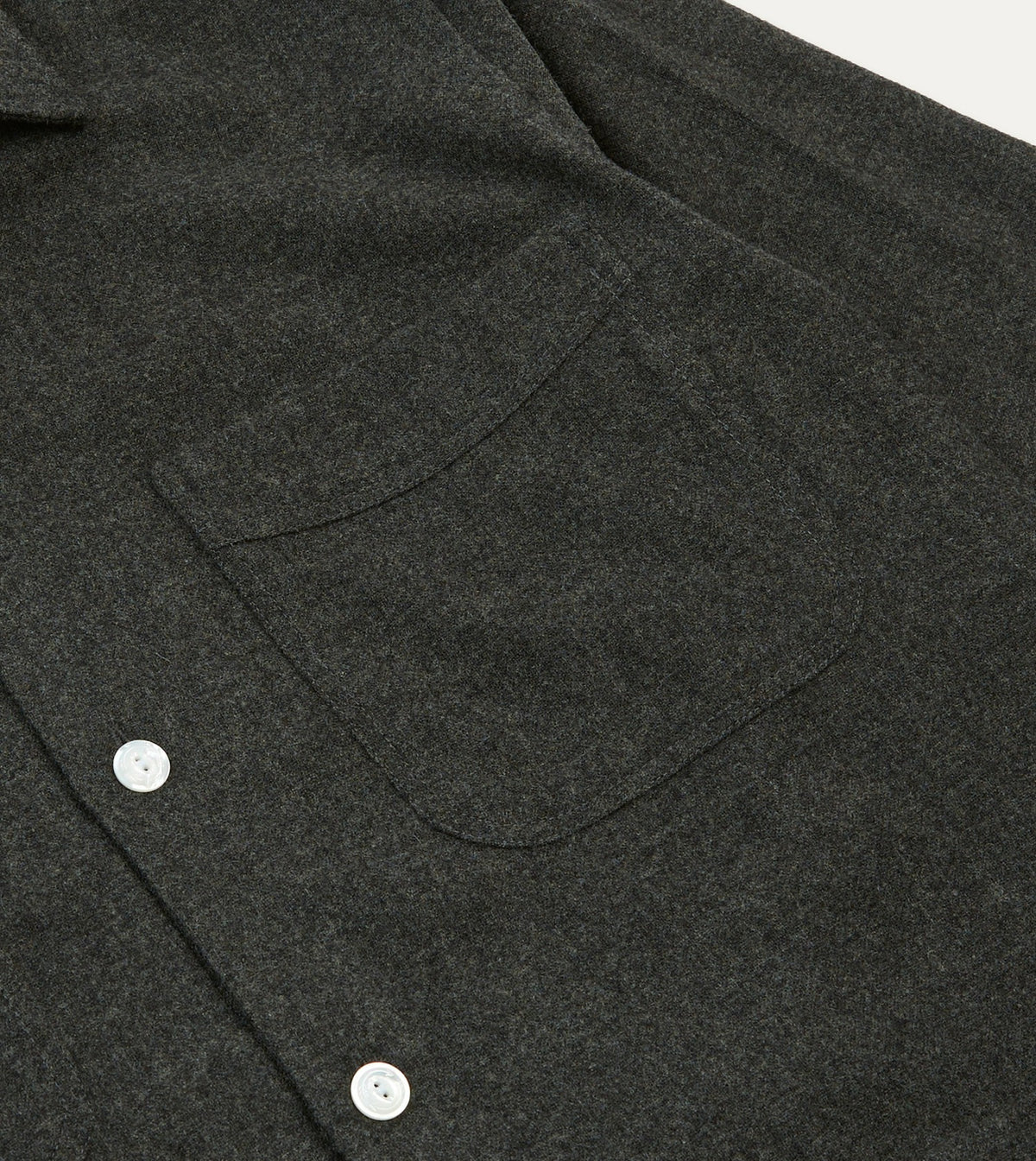 Drake's Grey Wool Four-Pocket Camp Collar Work Shirt