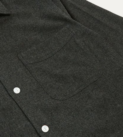 Drake's Grey Wool Four-Pocket Camp Collar Work Shirt