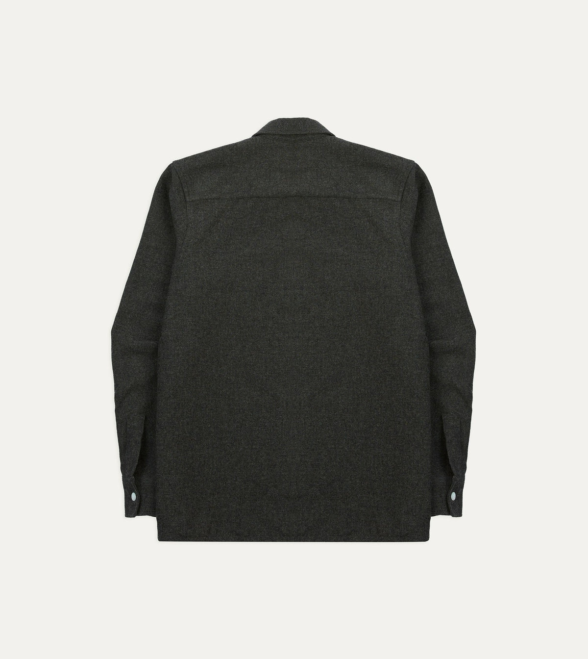 Drake's Grey Wool Four-Pocket Camp Collar Work Shirt