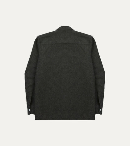 Drake's Grey Wool Four-Pocket Camp Collar Work Shirt