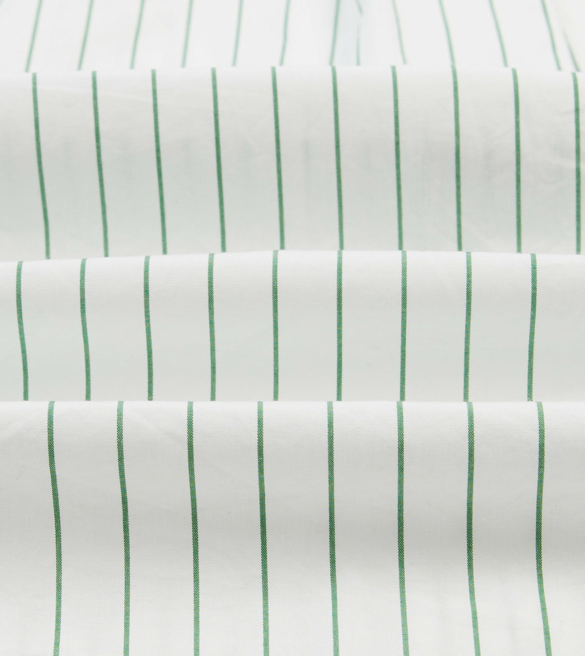 Drake's Green Pencil Stripe Cotton Long Point Collar Shirt