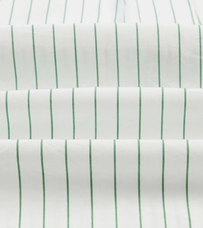 Drake's Green Pencil Stripe Cotton Long Point Collar Shirt