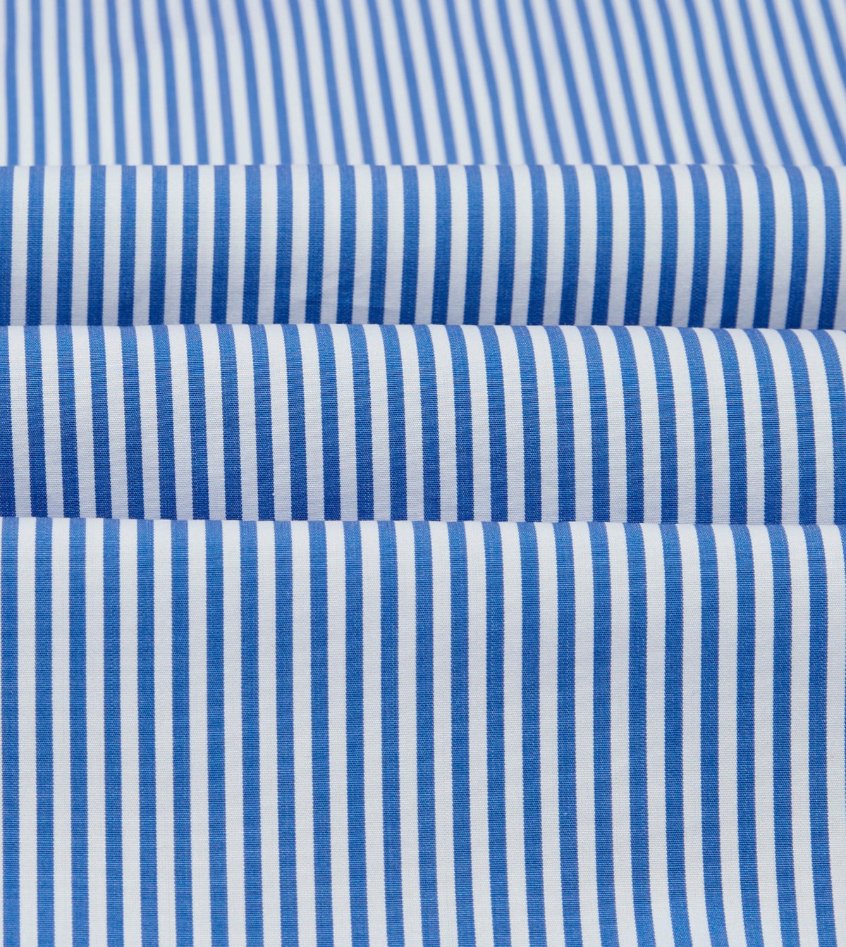 Drake's Blue and White Stripe Long Point Collar Flap Pocket Poplin Shirt