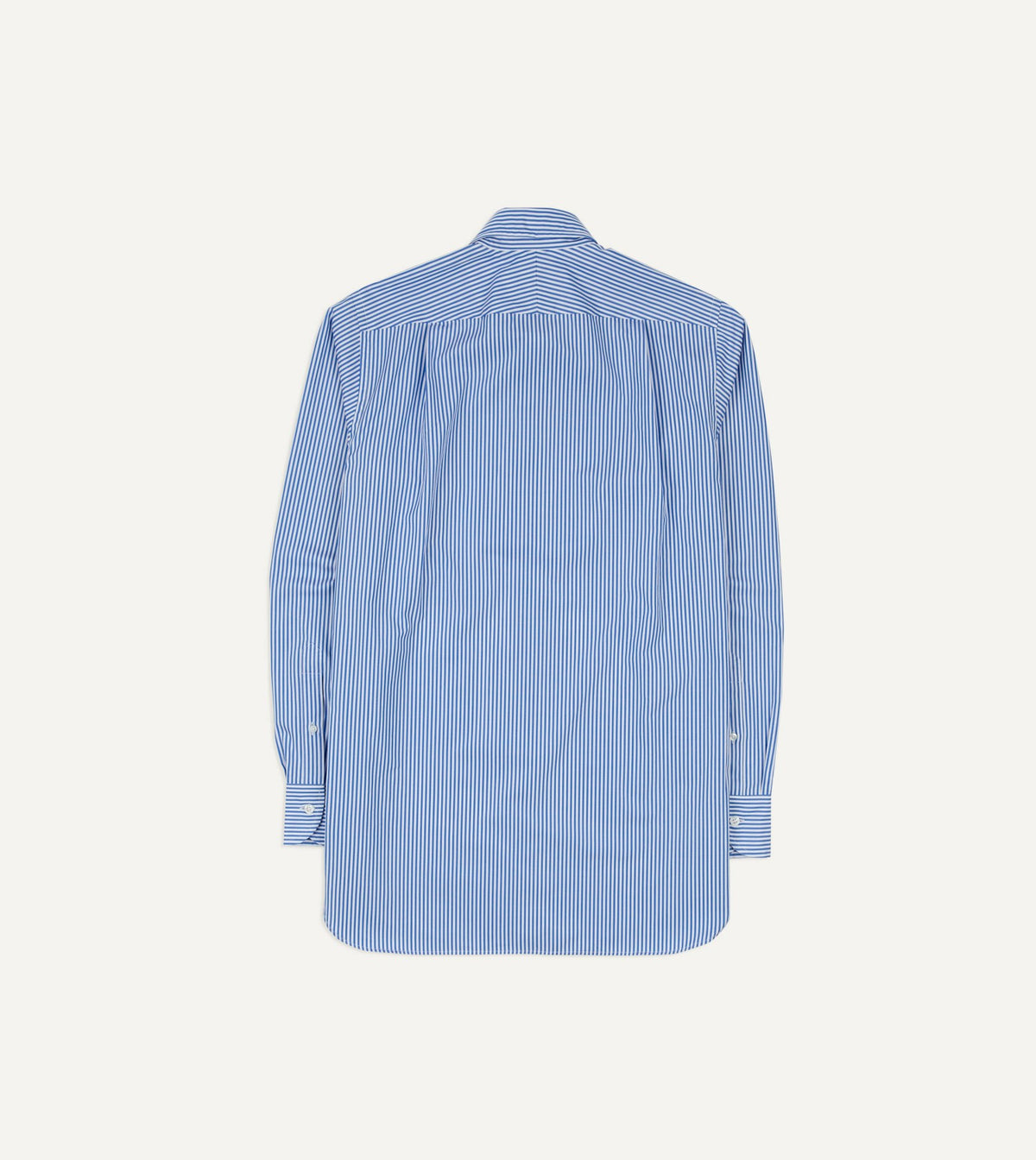 Drake's Blue and White Stripe Long Point Collar Flap Pocket Poplin Shirt