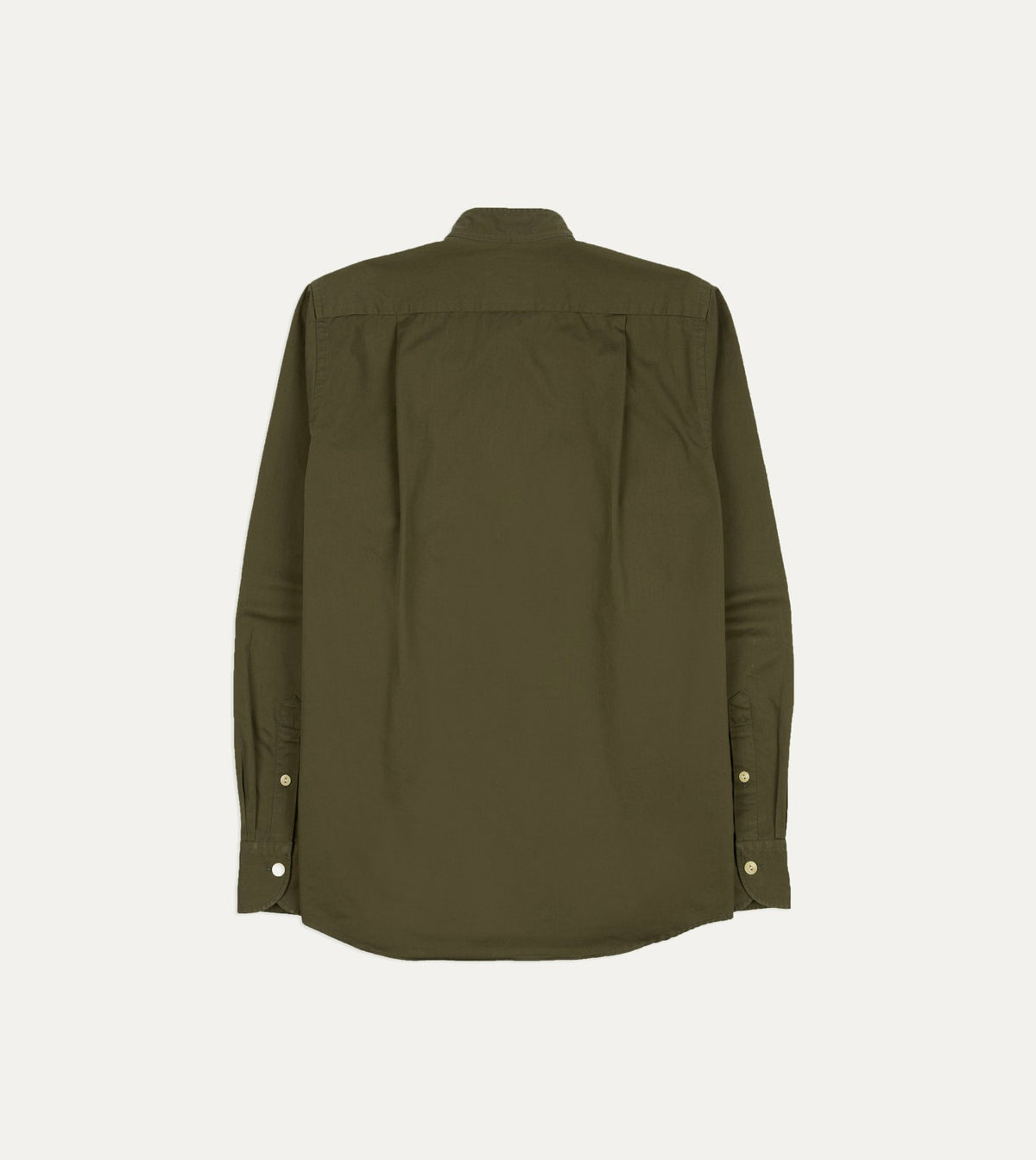 Drake's Olive Cotton Mandarin Collar Shirt