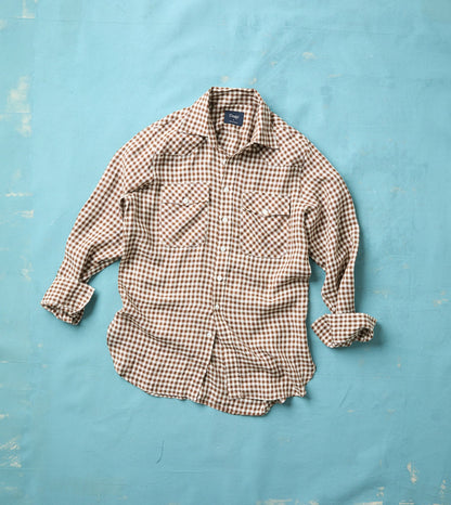 Drake's Brown Gingham Check Linen Two-Pocket Western Shirt