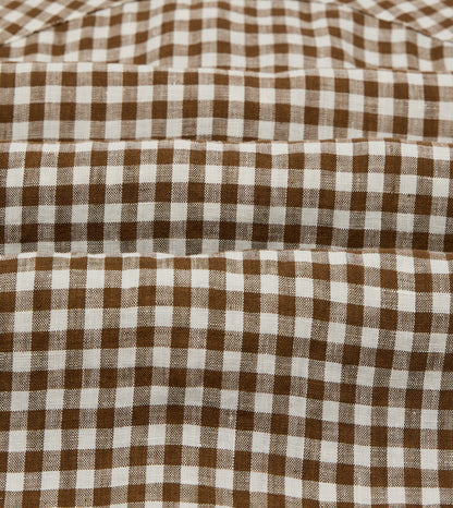 Drake's Brown Gingham Check Linen Two-Pocket Western Shirt