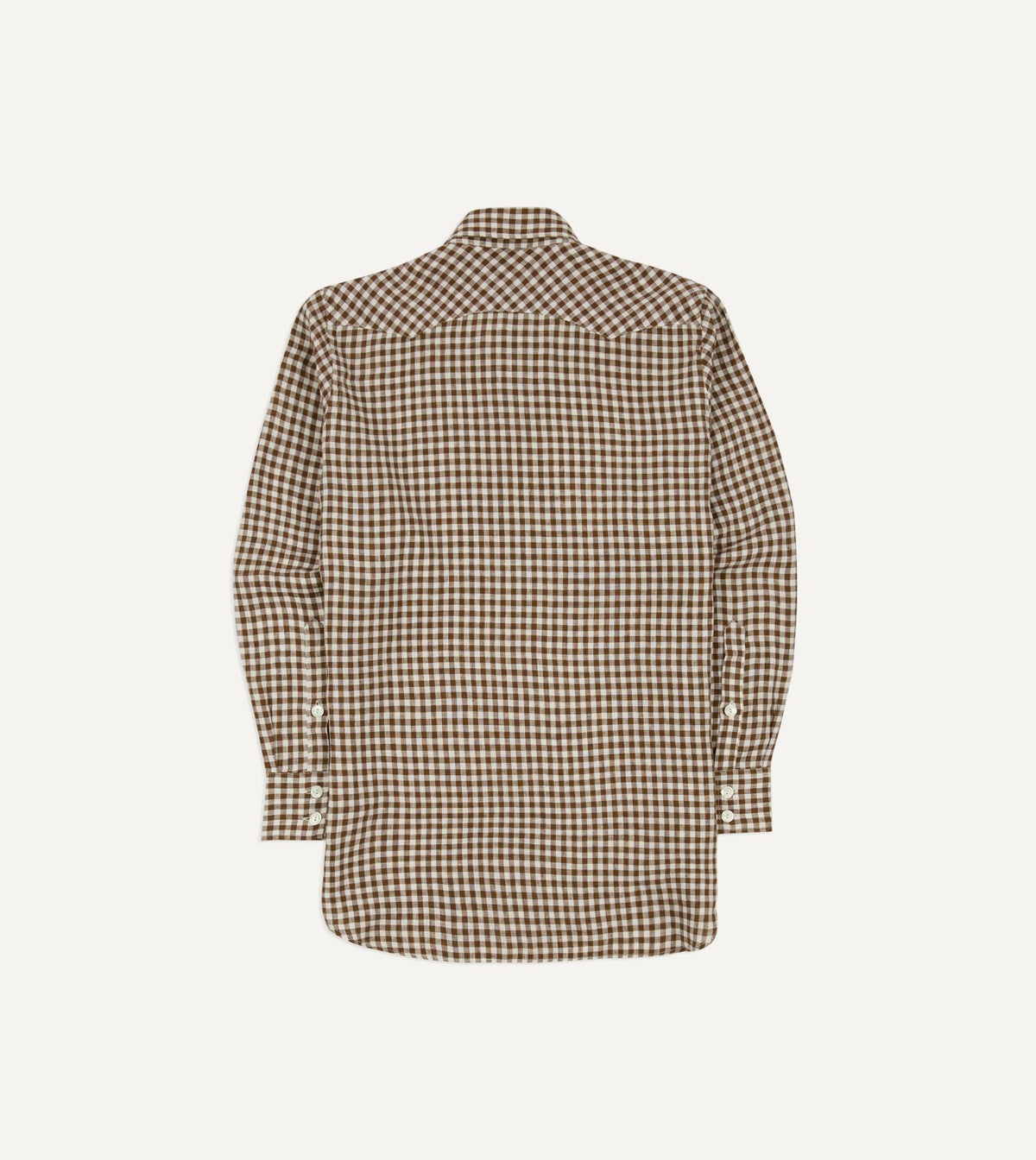 Drake's Brown Gingham Check Linen Two-Pocket Western Shirt
