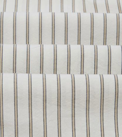 Drake's Ecru Stripe Cotton Two-Pocket Western Shirt