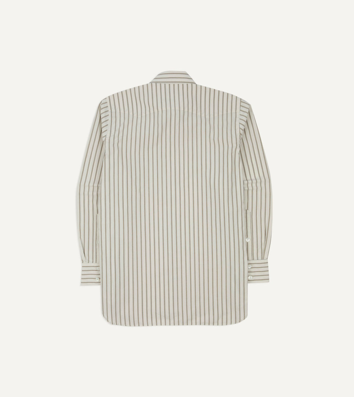 Drake's Ecru Stripe Cotton Two-Pocket Western Shirt