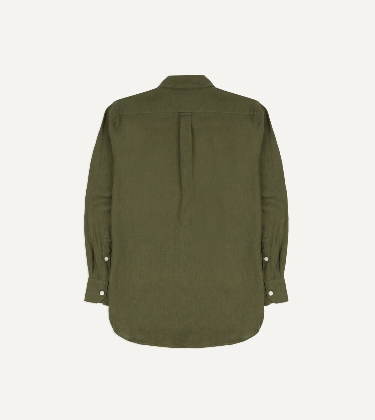 Drake's Khaki Linen Pintuck Military Shirt