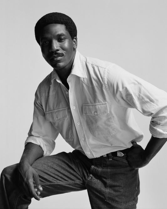 Drake's Ecru Needlecord Two-Pocket Western Shirt