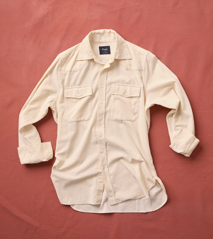 Drake's Ecru Needlecord Two-Pocket Western Shirt