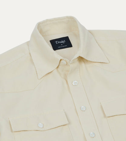 Drake's Ecru Needlecord Two-Pocket Western Shirt