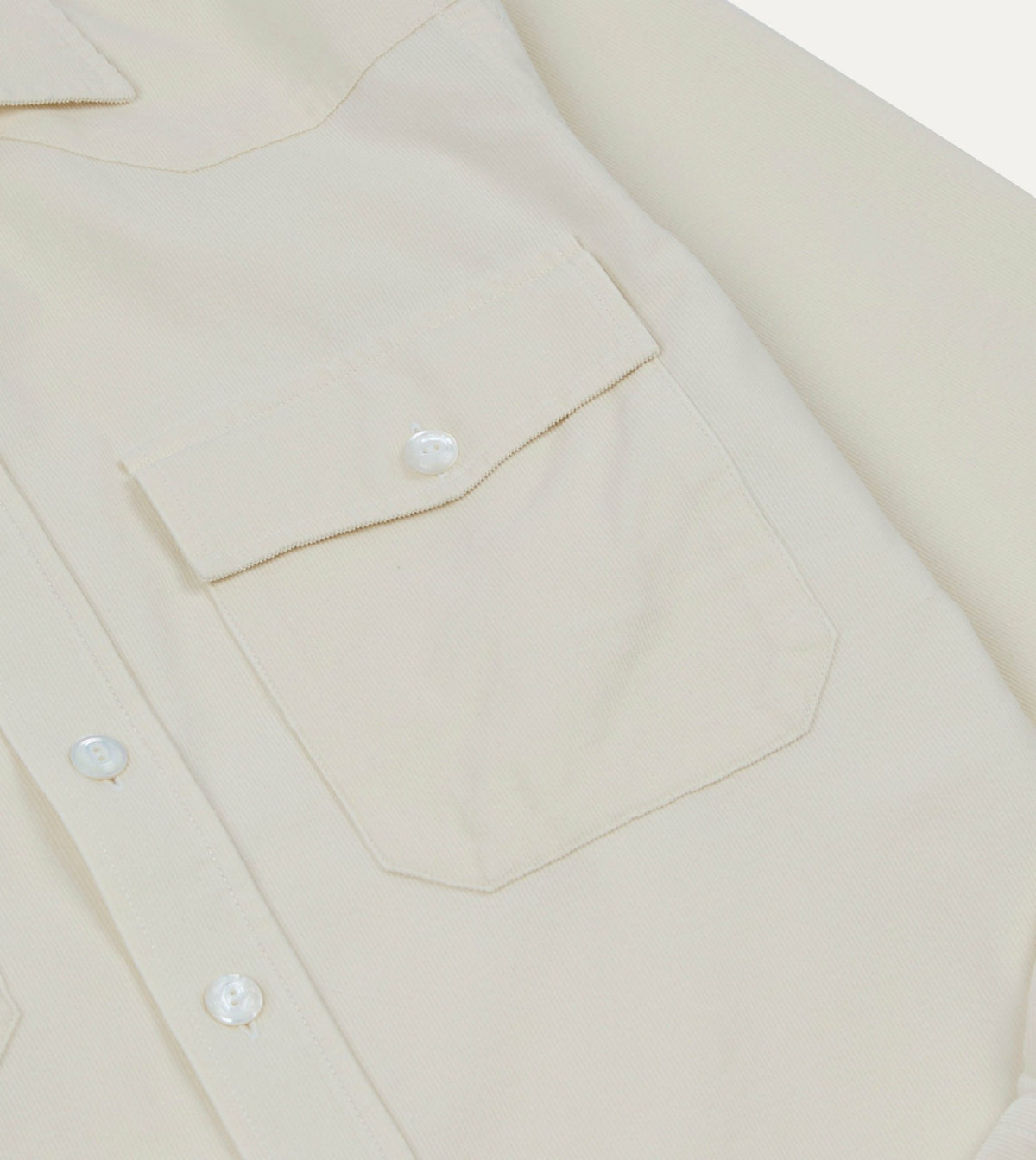 Drake's Ecru Needlecord Two-Pocket Western Shirt