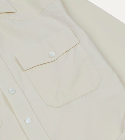 Drake's Ecru Needlecord Two-Pocket Western Shirt