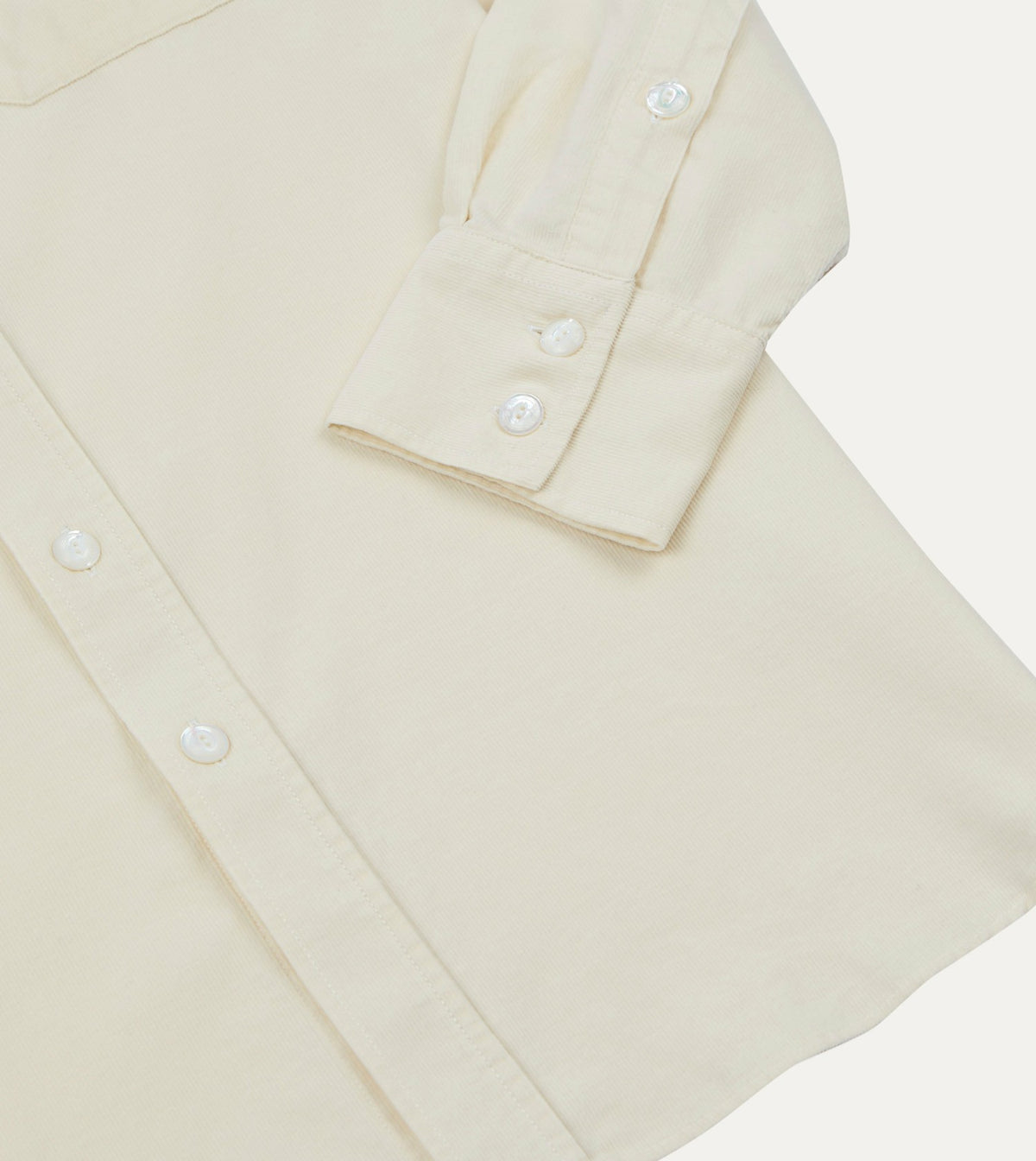 Drake's Ecru Needlecord Two-Pocket Western Shirt