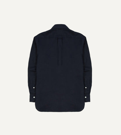 Drake's Navy Linen Twill Two-Pocket Work Shirt