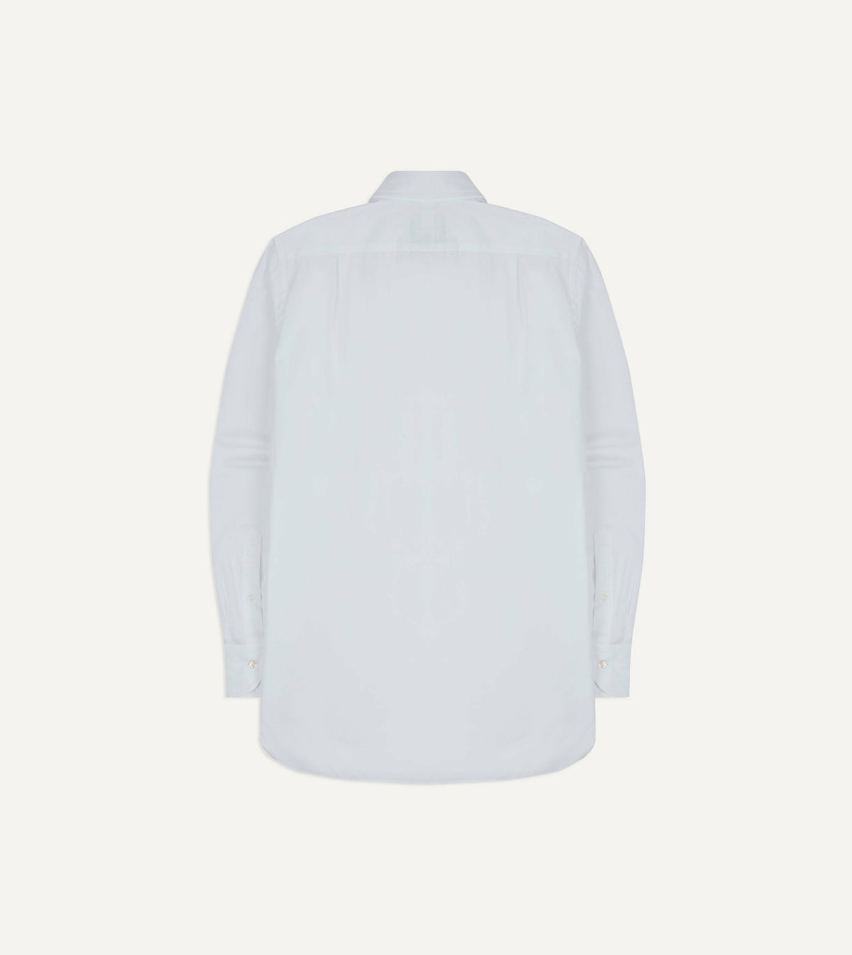 Drake's White Long Point Collar Flap Pocket Poplin Shirt