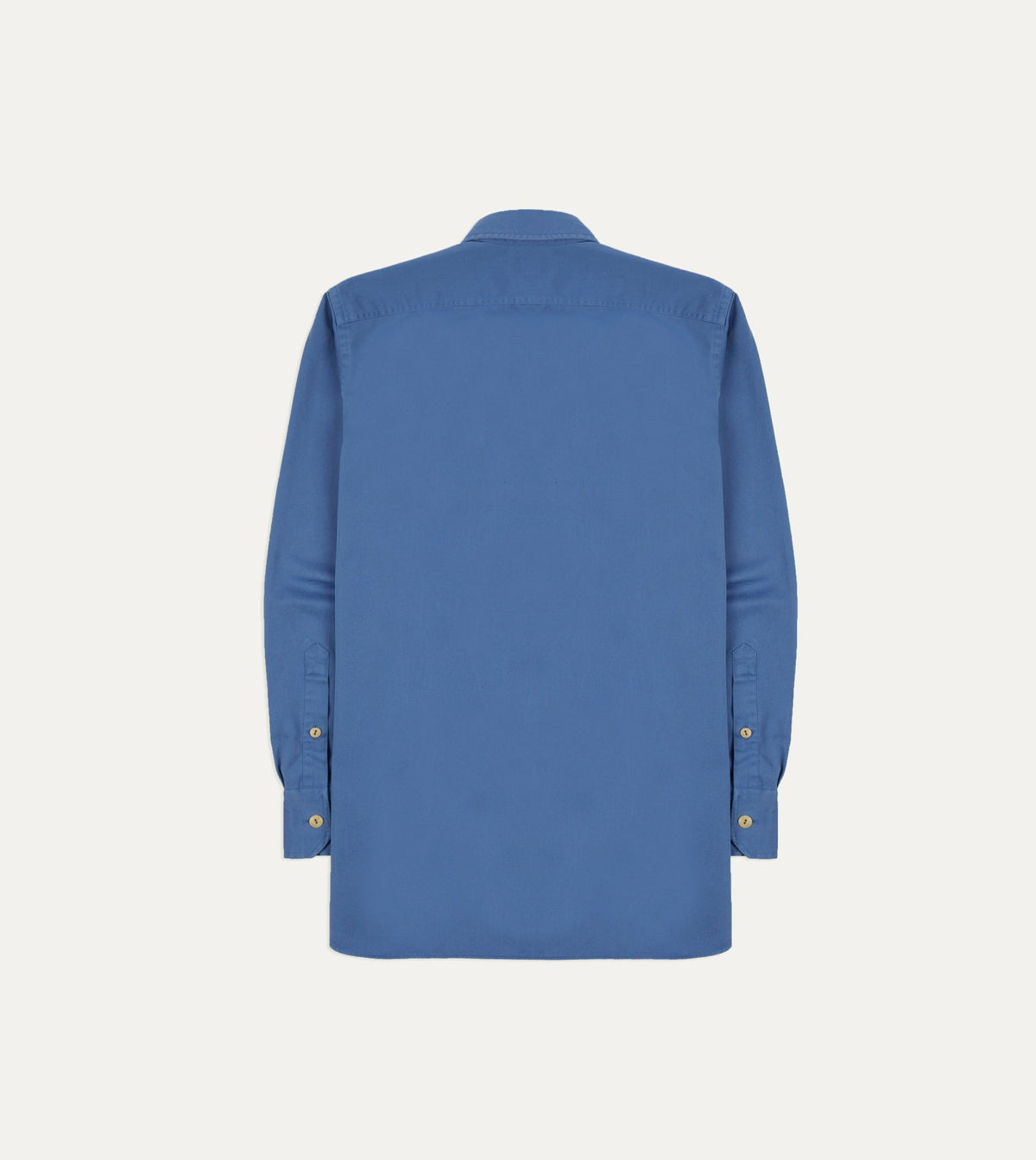 Drake's Blue Cotton Long Point Collar Work Shirt