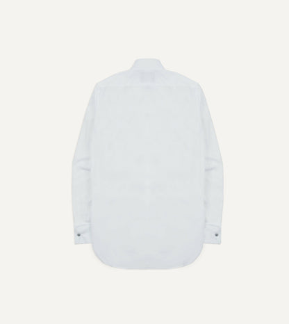 Drake's White Cotton Long Point Collar Dinner Shirt